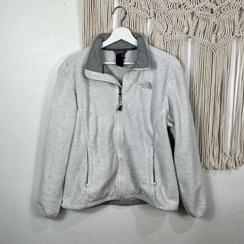 Womens Pale Gray The North Face Lightweight Fleece Jacket Size Large